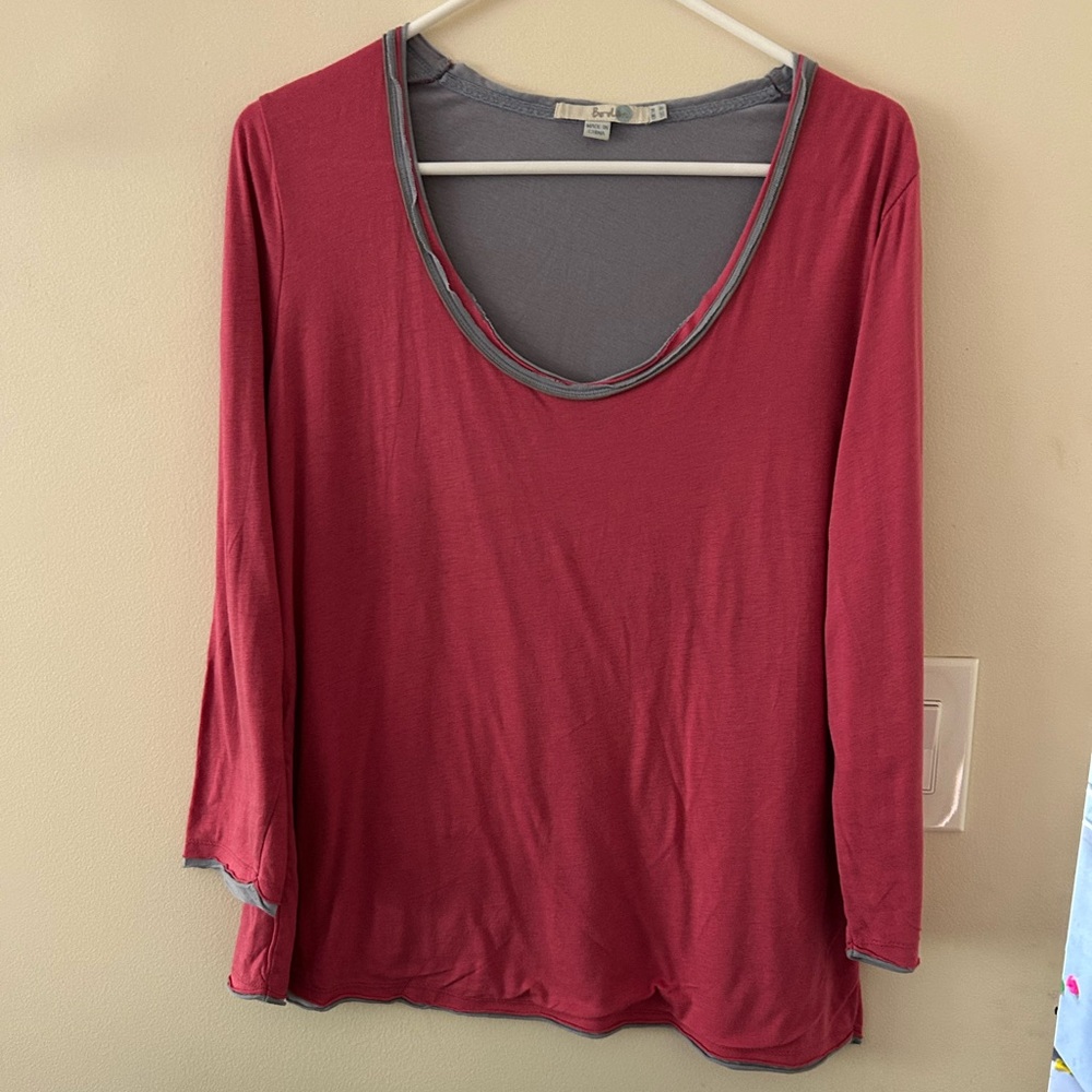 Boden-{Size 10}-Pink and Grey, 3/4 length sleeve shirt